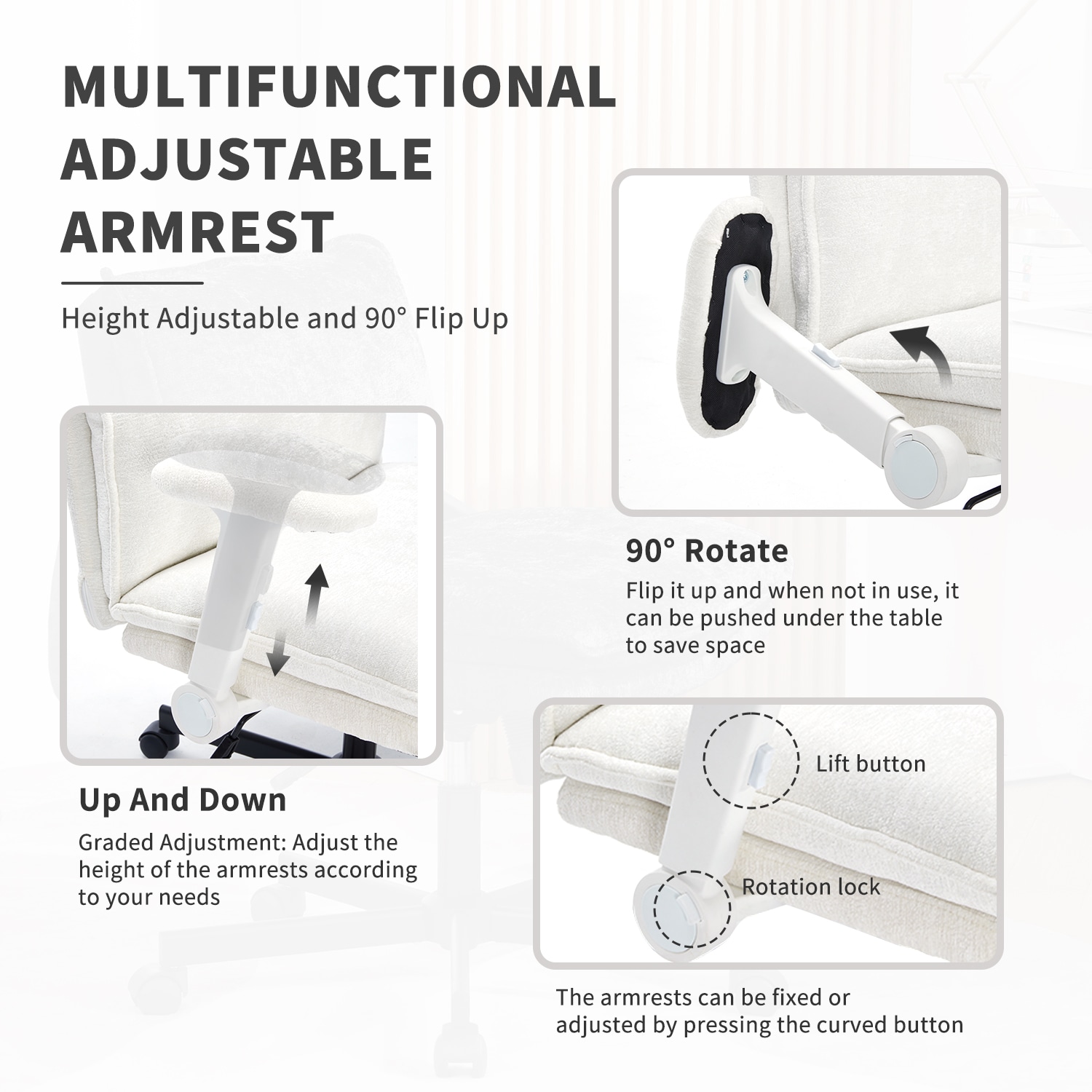 Cross Legged Office Chair Height Adjustable Swivel Desk Chair_voghion.com